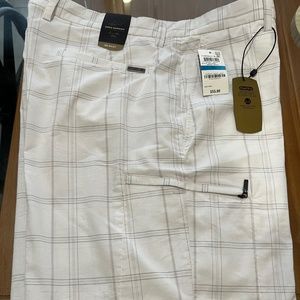Mens' Tasso Elba Shorts - White Plaid - Size 36 - Brand New